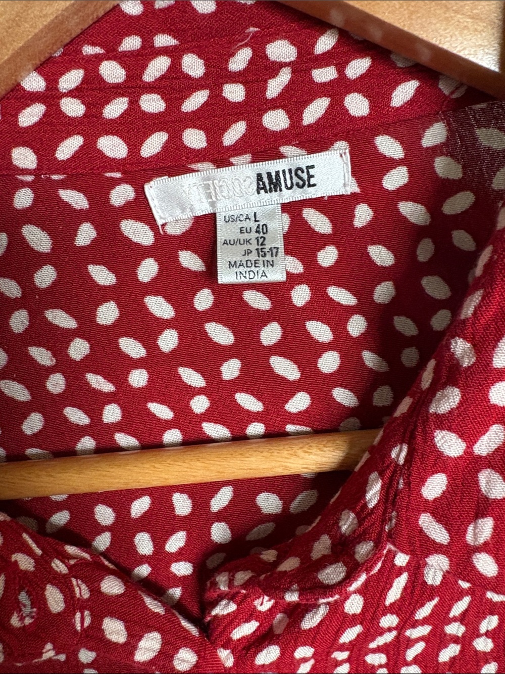 Amuse Society Red and White Dot Tie-Front Button Down Blouse - Picture 2 of 5